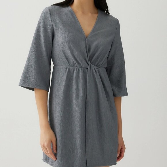 Love Bonito Blue Gray Slate 3/4 Sleeve Dress - Picture 2 of 9